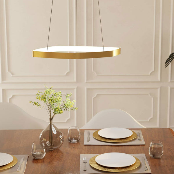 Vallerosa Dimmable LED Pendant in Brushed Brass with White Diffuser