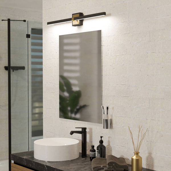 Peguera 800mm IP44 LED Bathroom Wall Light in Black & Brushed Brass