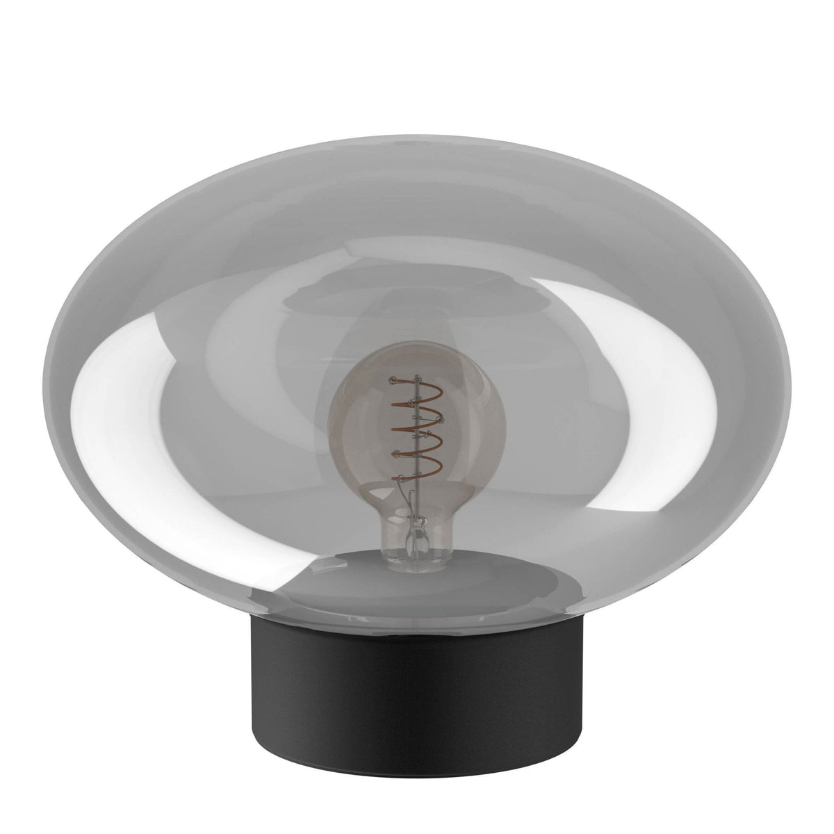 Madonnina Short Table Lamp in Black with Vaporized Grey Glass Shade