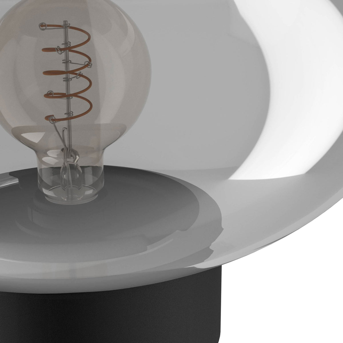 Madonnina Short Table Lamp in Black with Vaporized Grey Glass Shade