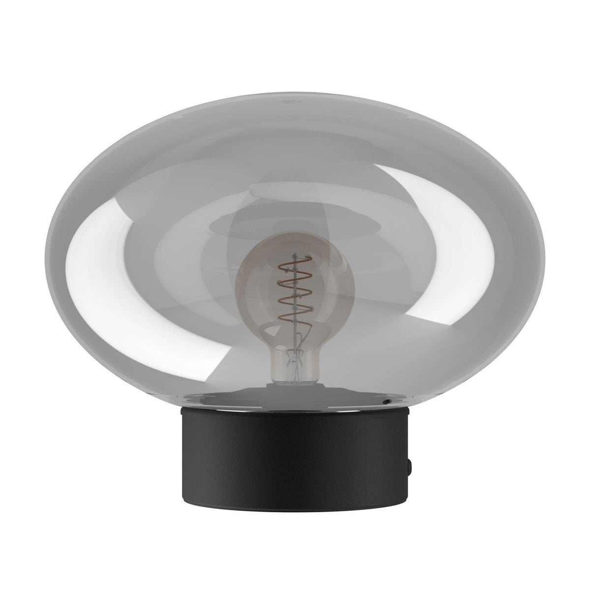 Madonnina Short Table Lamp in Black with Vaporized Grey Glass Shade