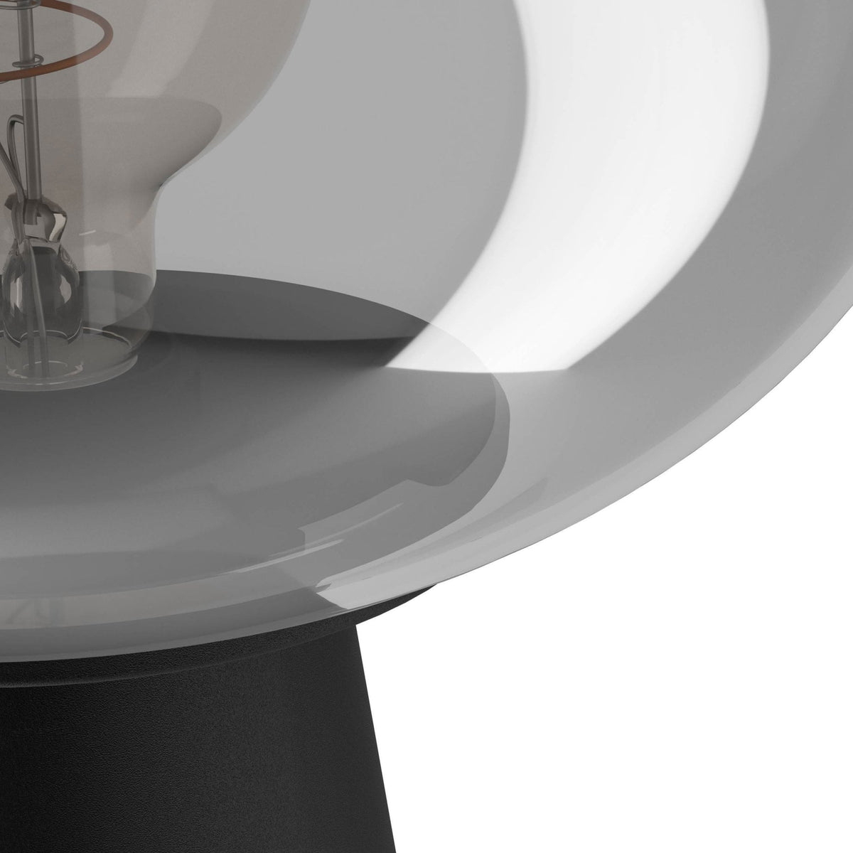 Madonnina Tall Table Lamp in Black with Vaporized Grey Glass Shade
