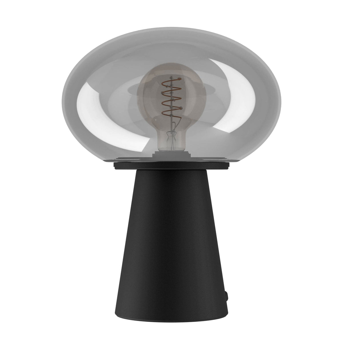 Madonnina Tall Table Lamp in Black with Vaporized Grey Glass Shade