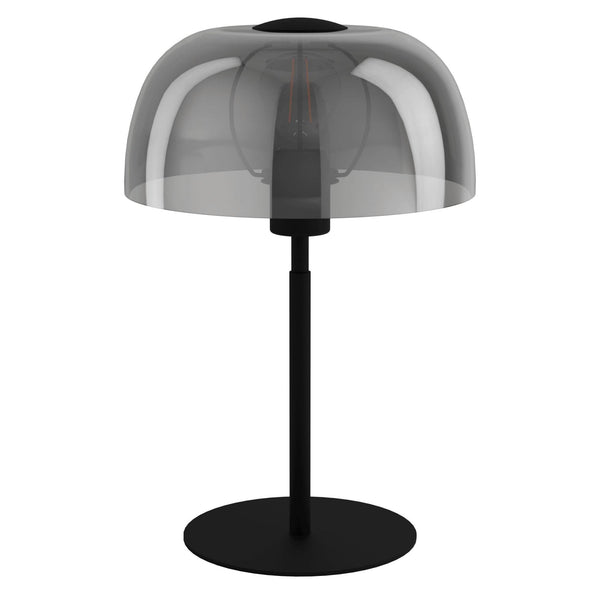 Solo 2 Table Lamp in Black with Vaporized Black Glass Shade