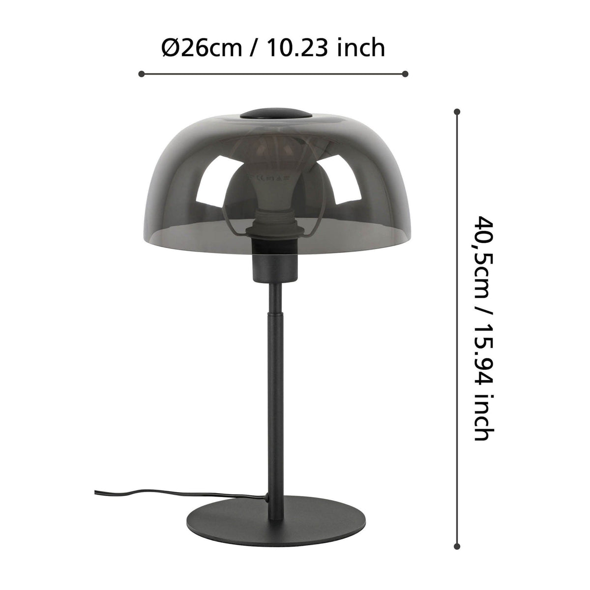 Solo 2 Table Lamp in Black with Vaporized Black Glass Shade
