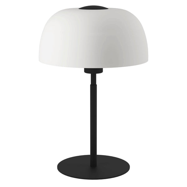 Solo 2 Table Lamp in Black with Etched White Glass Shade