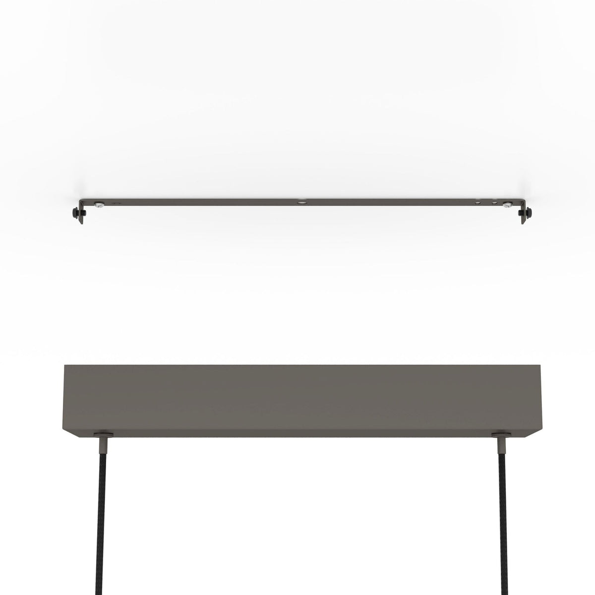 Lisciana 875mm Linear Pendant in Grey with Wooden Detailing