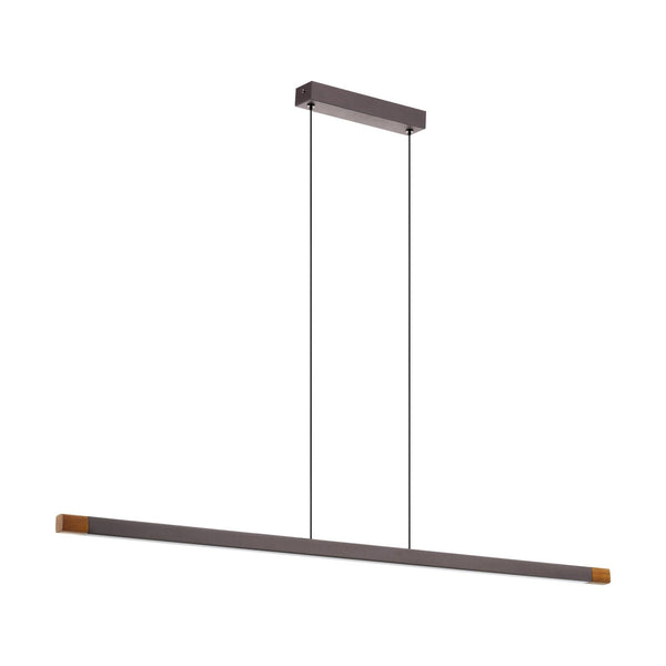Lisciana 1260mm Linear Pendant in Grey with Wooden Detailing