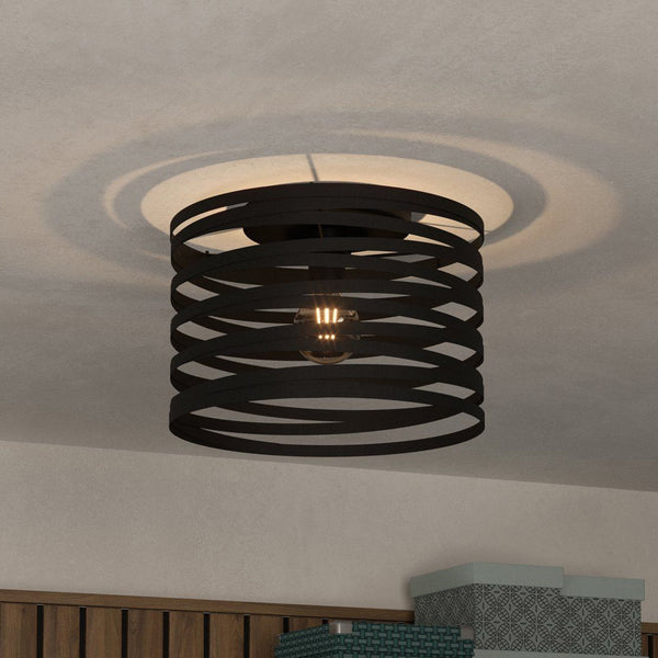Cremella 370mm Spiral Style Black Ceiling Light
