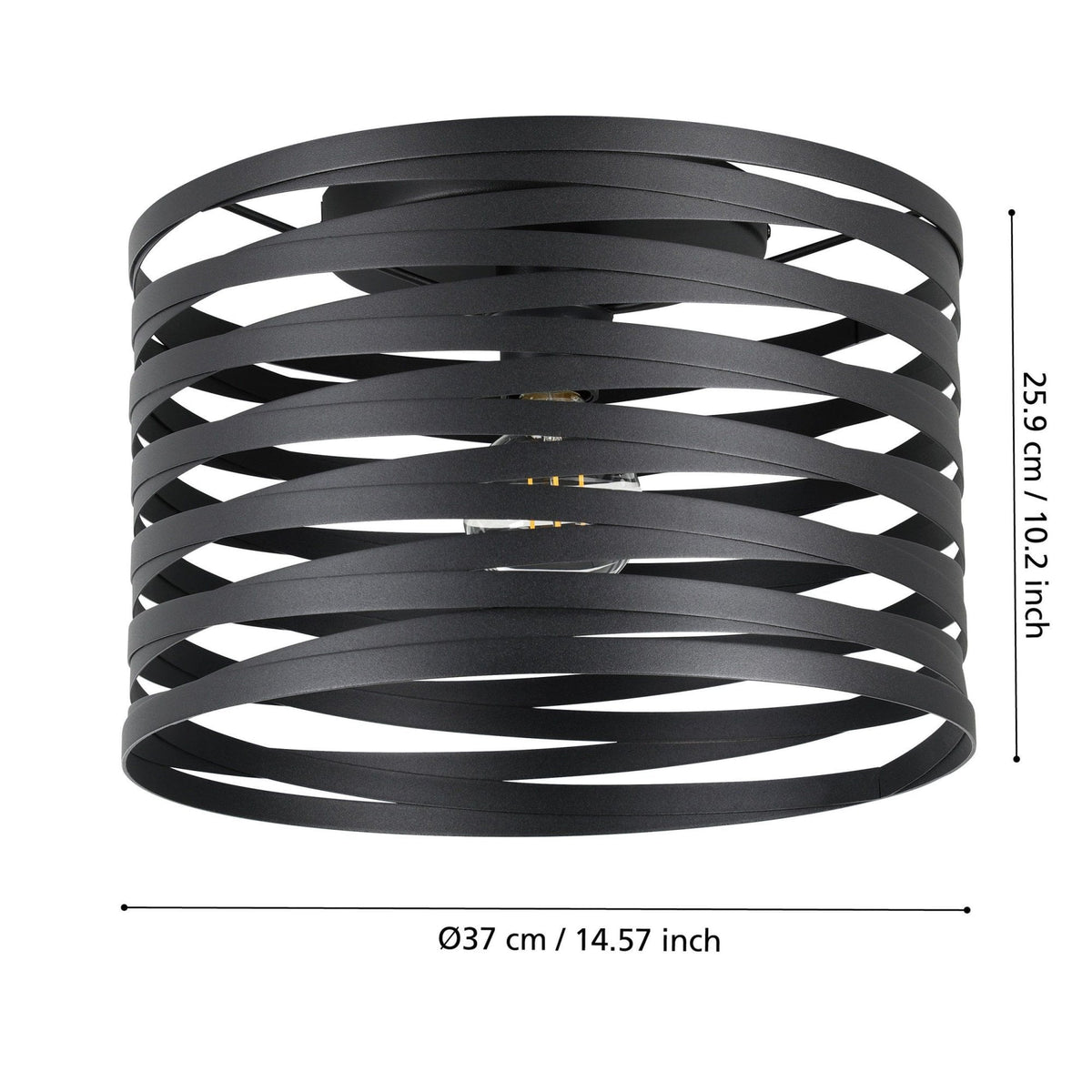 Cremella 370mm Spiral Style Black Ceiling Light