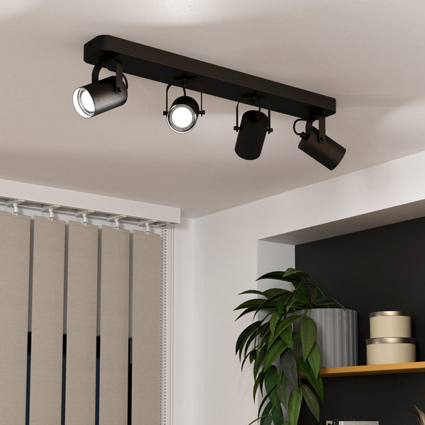 Sorego Four Lamp Adjustable Spotlight in Black