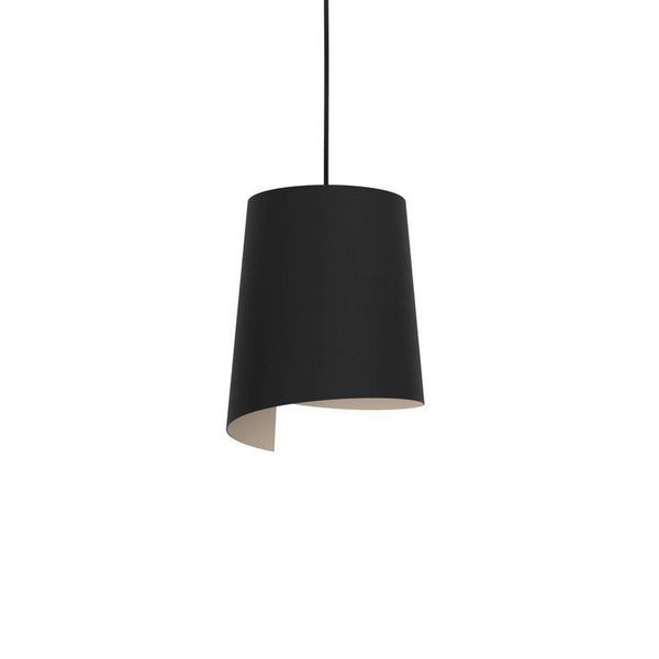 Bolivia Single Drop Pendant in Black with Sand Coloured Inner Finish