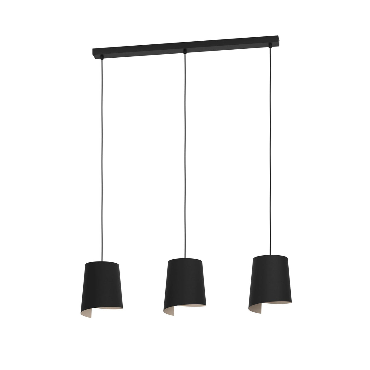 Bolivia Triple Drop Linear Pendant in Black with Sand Coloured Inner Finish
