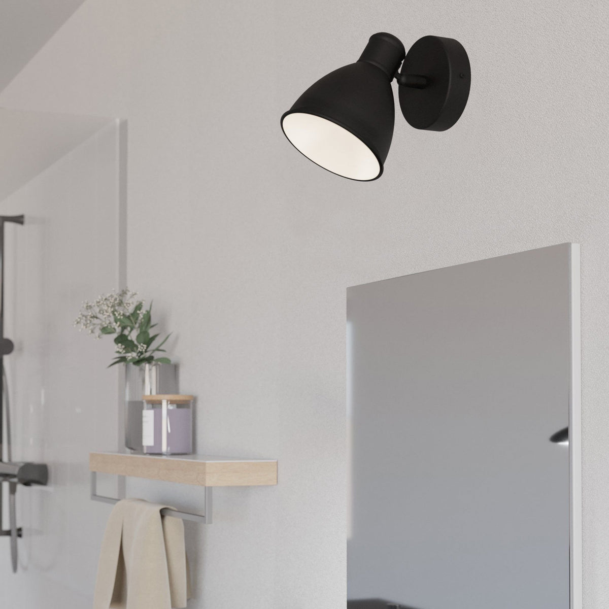 San Peri 1 IP44 Adjustable Bathroom Spotlight in Black