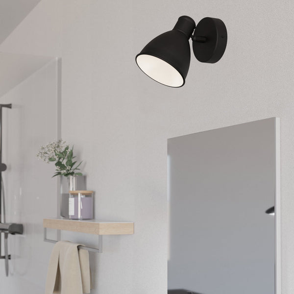 San Peri 1 IP44 Adjustable Bathroom Spotlight in Black