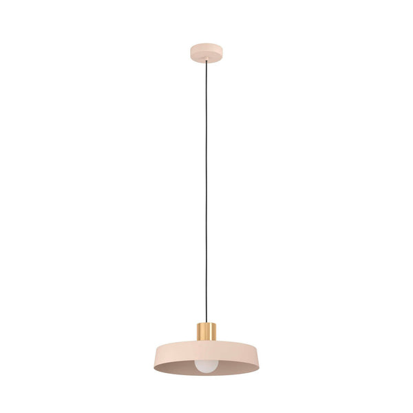 Valdiola Single Drop Pendant in a Sand Coloured Finish with Brushed Brass Detail