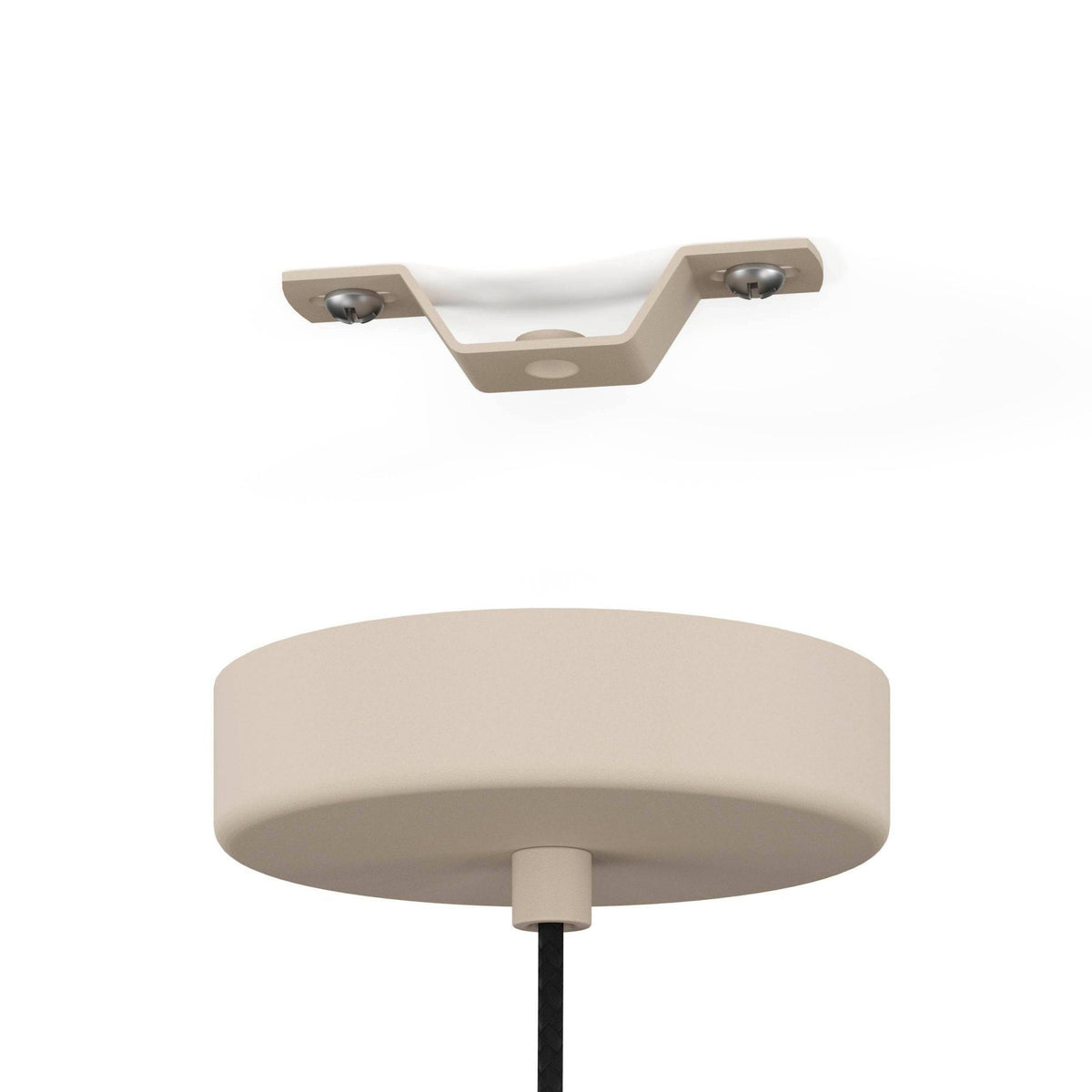 Valdiola Single Drop Pendant in a Sand Coloured Finish with Brushed Brass Detail