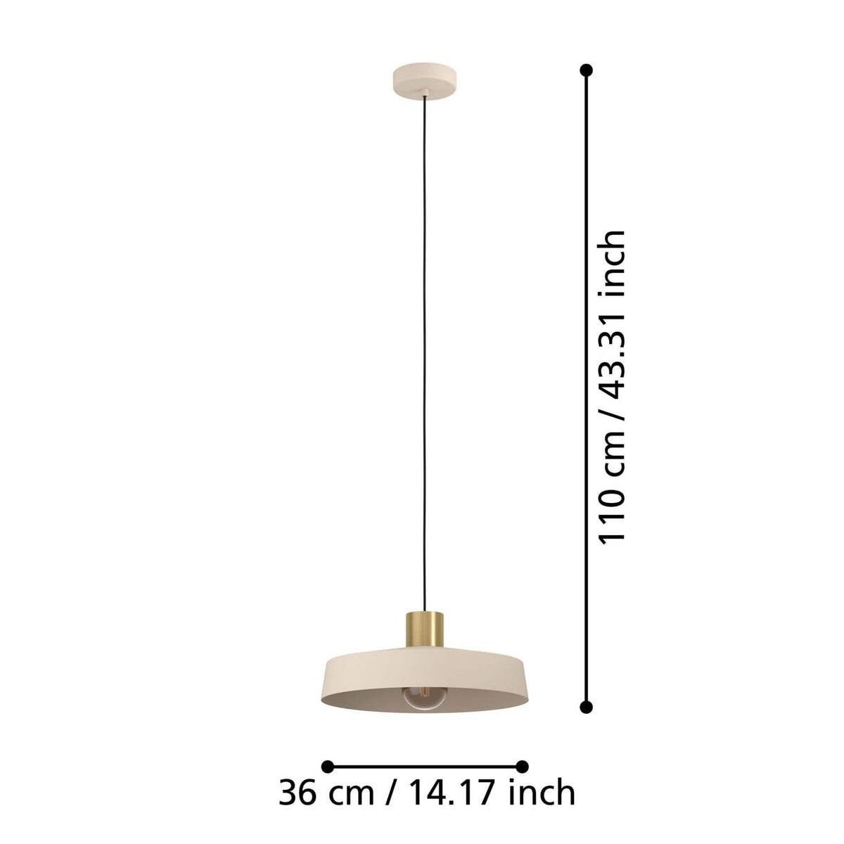 Valdiola Single Drop Pendant in a Sand Coloured Finish with Brushed Brass Detail
