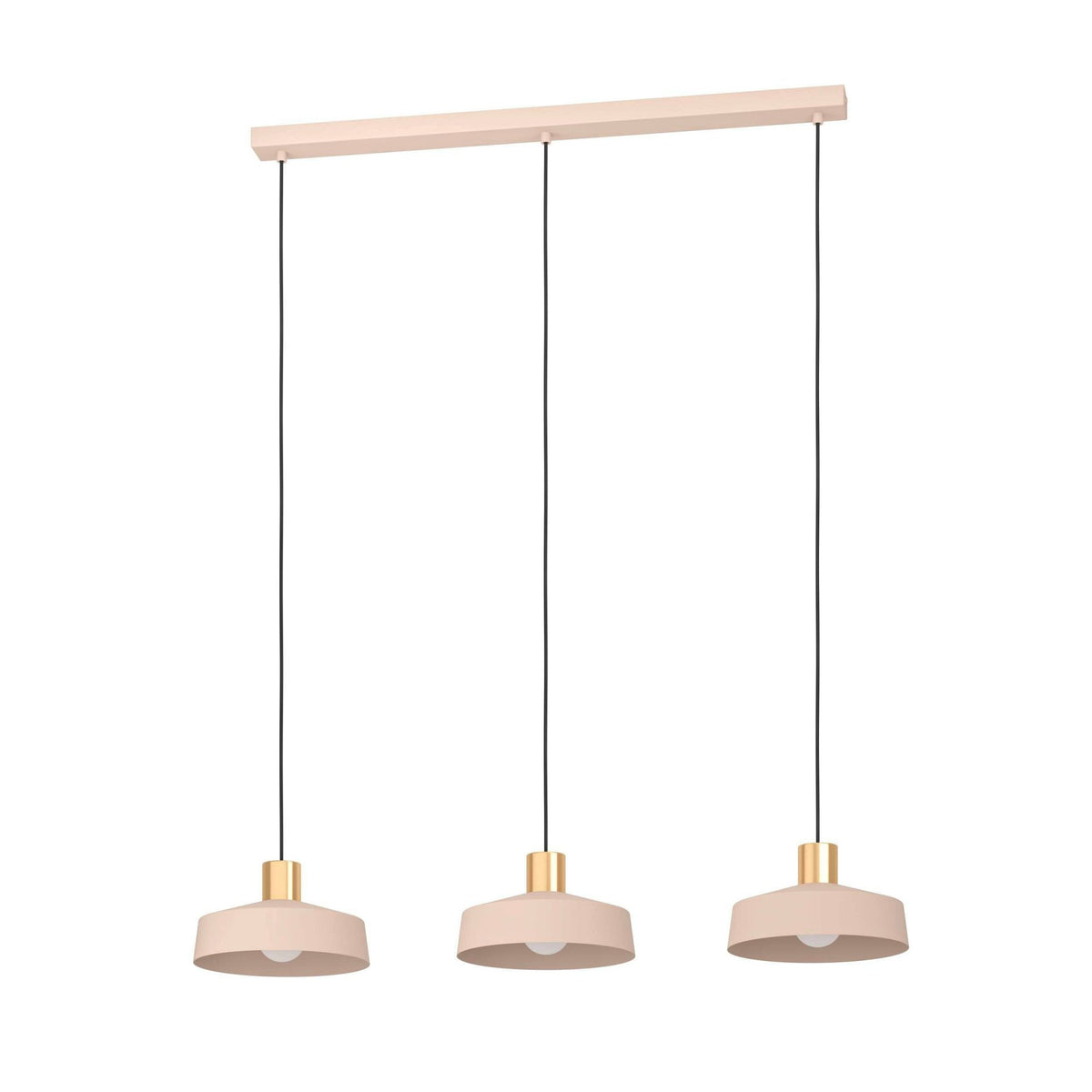Valdiola Triple Drop Linear Pendant in a Sand Coloured Finish with Brushed Brass Detail