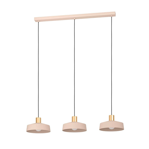Valdiola Triple Drop Linear Pendant in a Sand Coloured Finish with Brushed Brass Detail