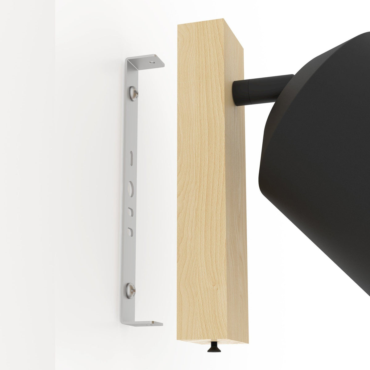 Cotorro Single Spotlight in Black with Rubberwood Base