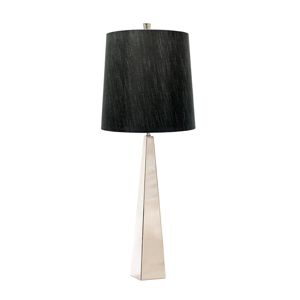 Ascent Table Lamp in Polished Nickel with Black Faux Silk Hard Backed Shade