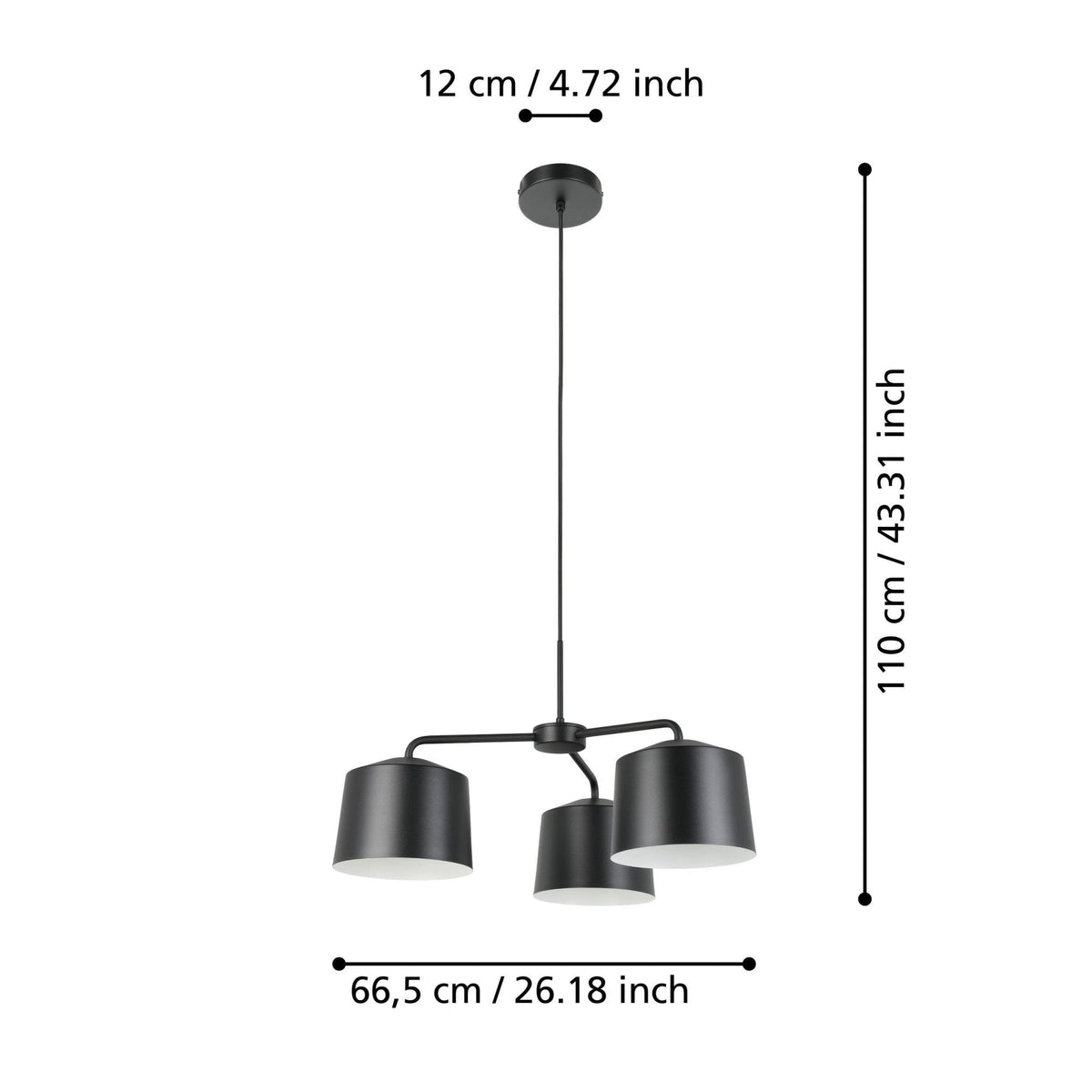 Caguanes Three Lamp Single Pendant in Black