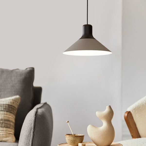 Abreosa Single Drop Pendant in Umbra Grey with Black Detailing