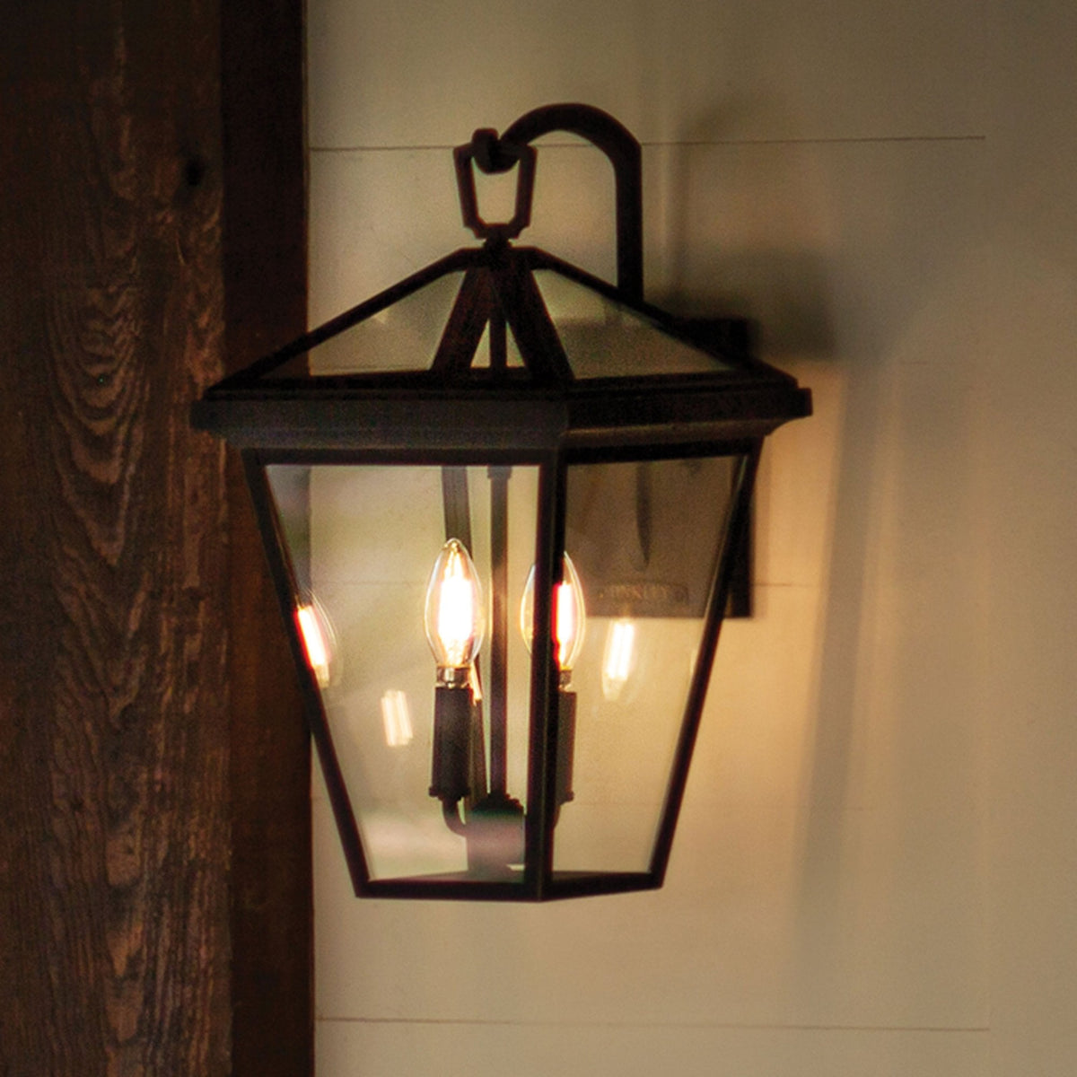 Alford Place IP44 Two Lamp Medium Wall Lantern in Museum Black