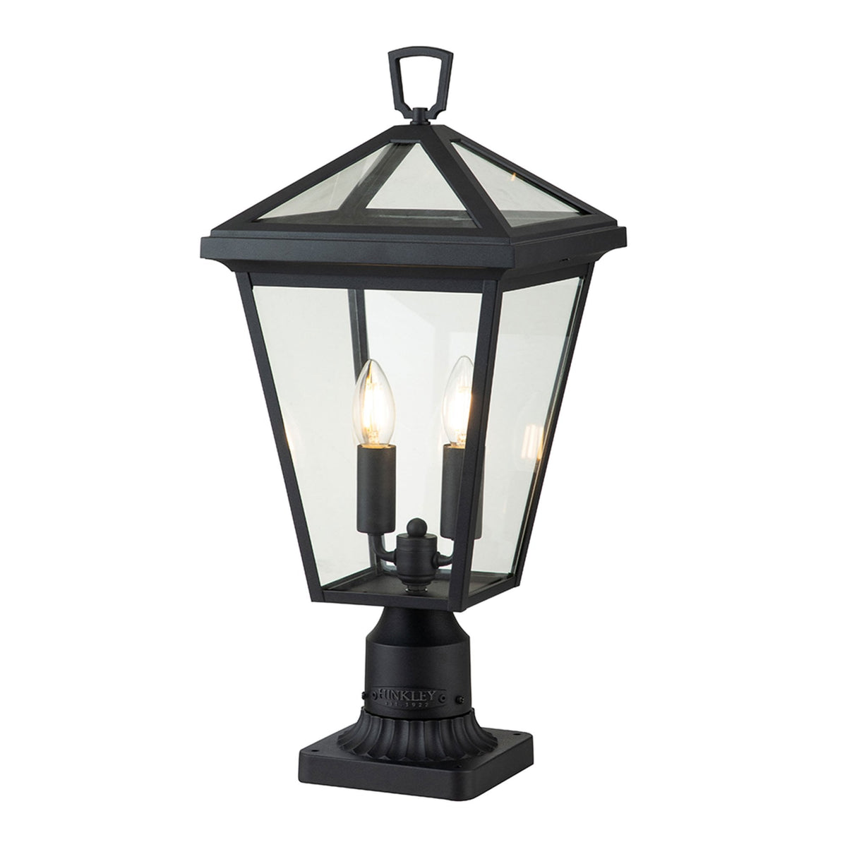 Alford Place IP44 Two Lamp Pedestal Lantern in Museum Black