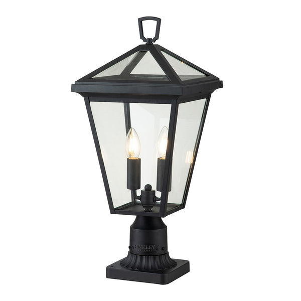 Alford Place IP44 Two Lamp Pedestal Lantern in Museum Black