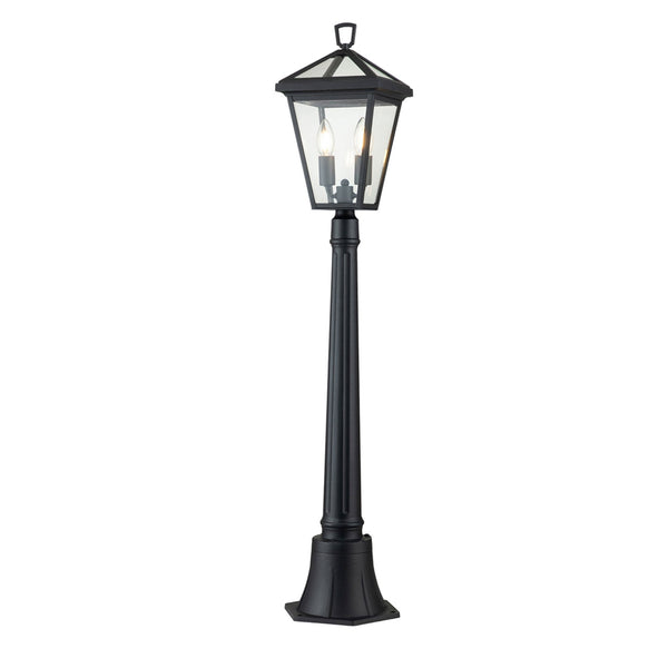 Alford Place IP44 Two Lamp Pillar Lantern in Museum Black