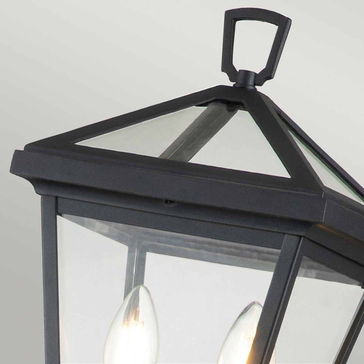Alford Place IP44 Two Lamp Pillar Lantern in Museum Black