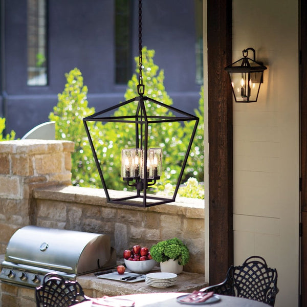 Alford Place IP44 Four Lamp Indoor or Outdoor Pendant in Museum Black