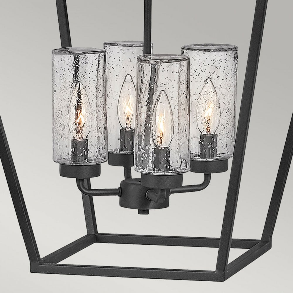 Alford Place IP44 Four Lamp Indoor or Outdoor Pendant in Museum Black