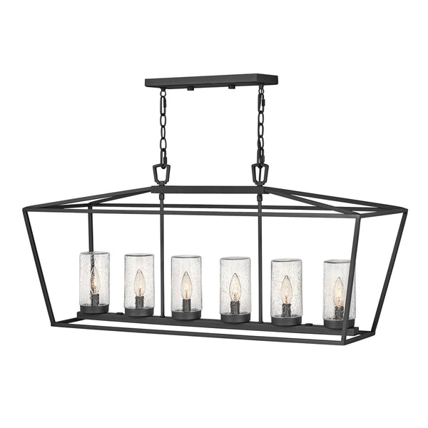 Alford Place IP44 Six Lamp Indoor or Outdoor Linear Pendant in Museum Black