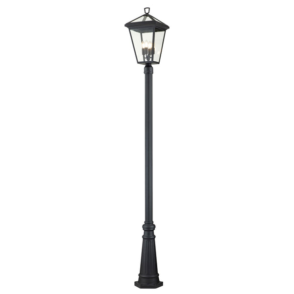 Alford Place IP44 Four Light Lamp Post in Museum Black