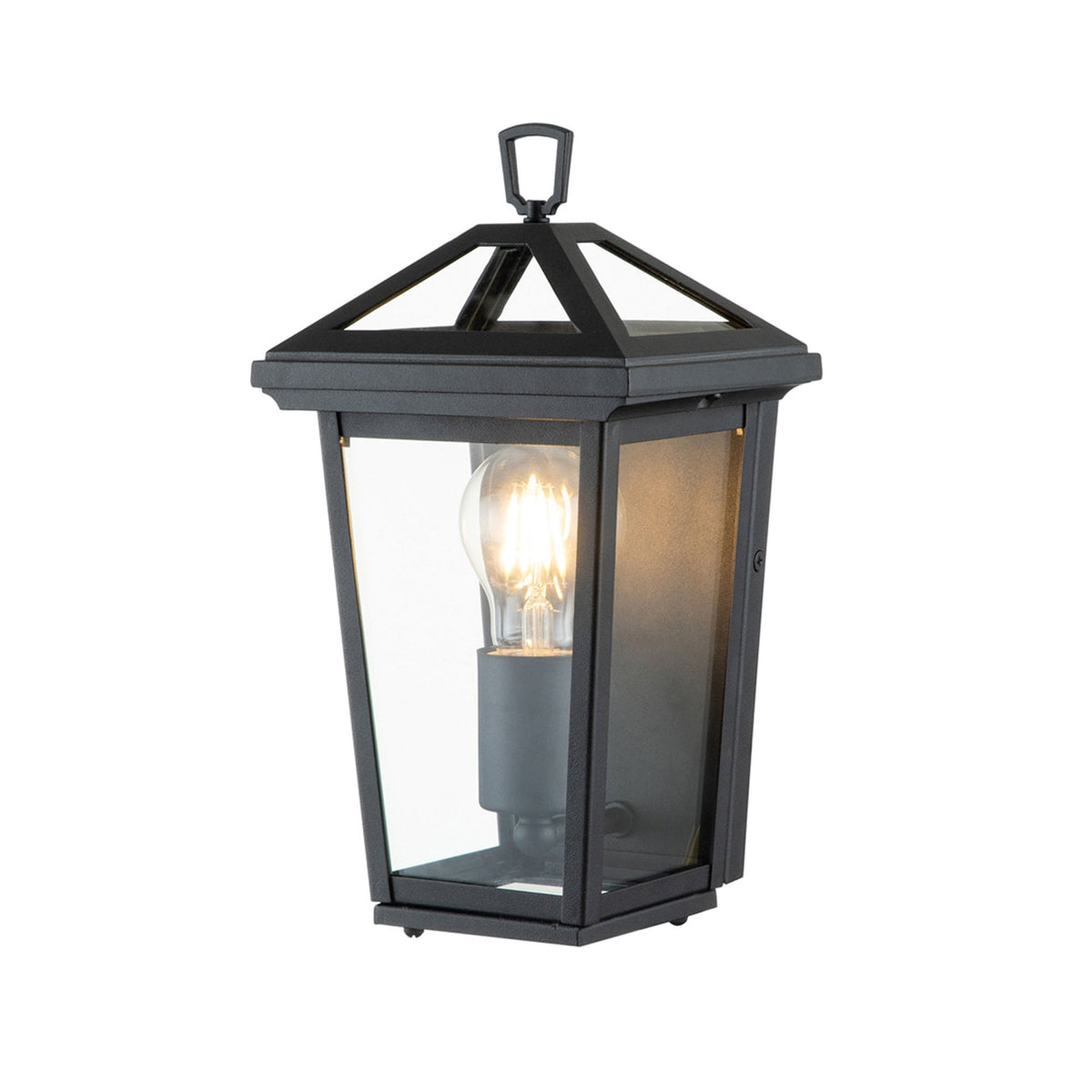 Alford Place IP44 Single Lamp Half Wall Lantern in Museum Black