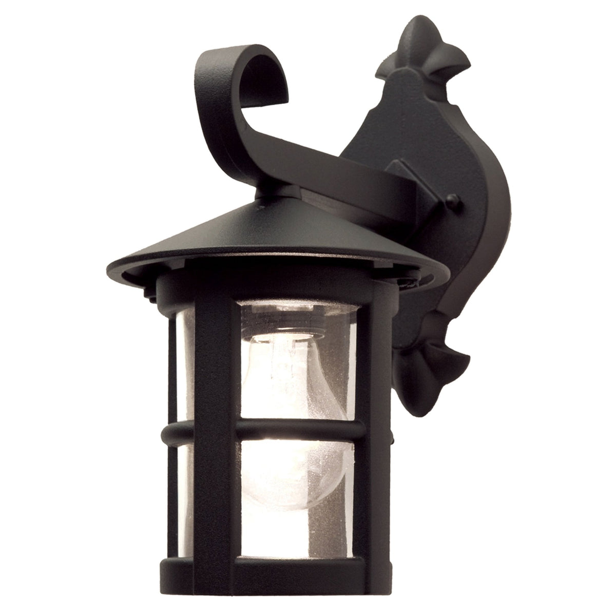 Hereford 1 Exterior IP43 Wall Down Lantern in Black