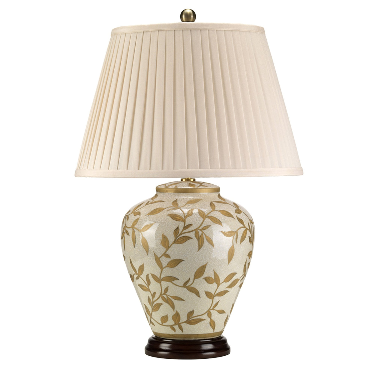 Leaves Table Lamp with Brown and Gold Leaves with a Cream Crackle Glaze