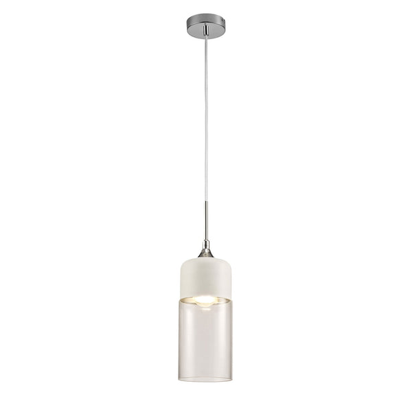 Mia White & Chrome Pendant With Clear Glass Shade