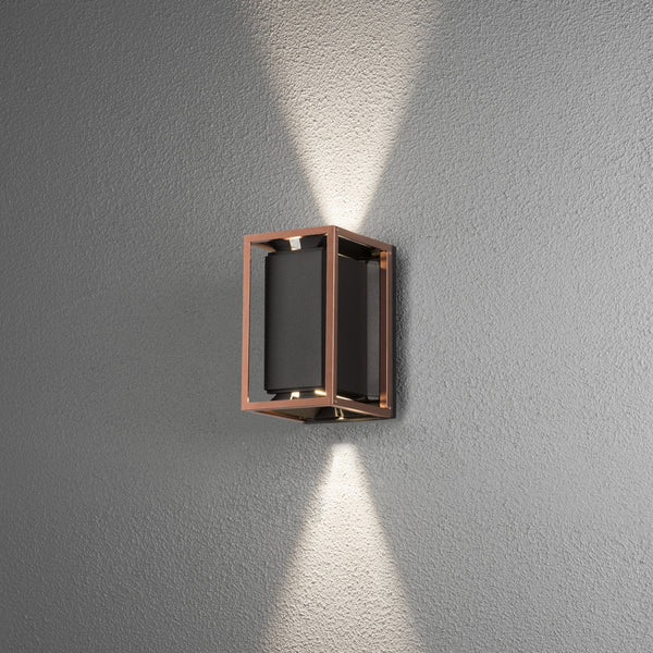 Vale IP44 Twin Adjustable Beam 10w LED Wall Light in Black and Copper