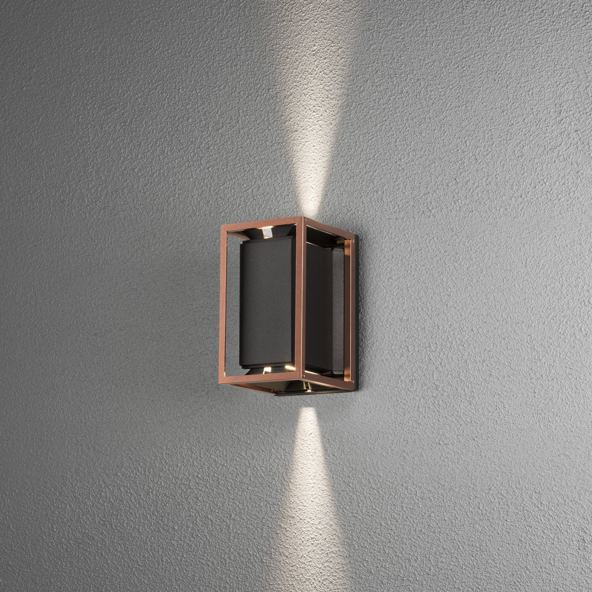 Vale IP44 Twin Adjustable Beam 10w LED Wall Light in Black and Copper