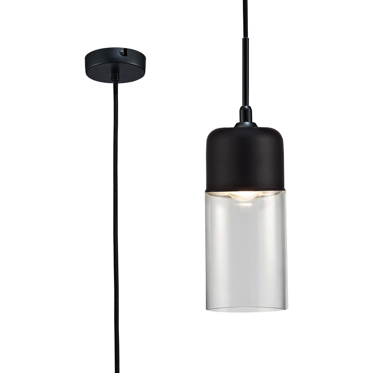 Mia Black Pendant With Clear Glass Shade
