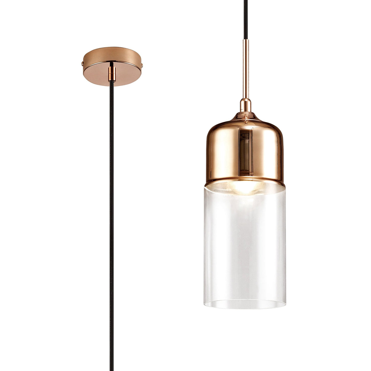 Mia Copper Pendant With Clear Glass Shade