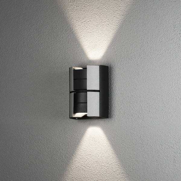 Vidar IP44 Twin Adjustable Beam 10w LED Wall Light in Black and Aluminium