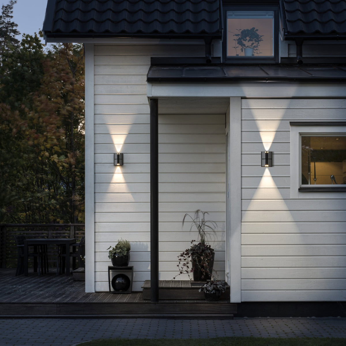 Vidar IP44 Twin Adjustable Beam 10w LED Wall Light in Black and Aluminium