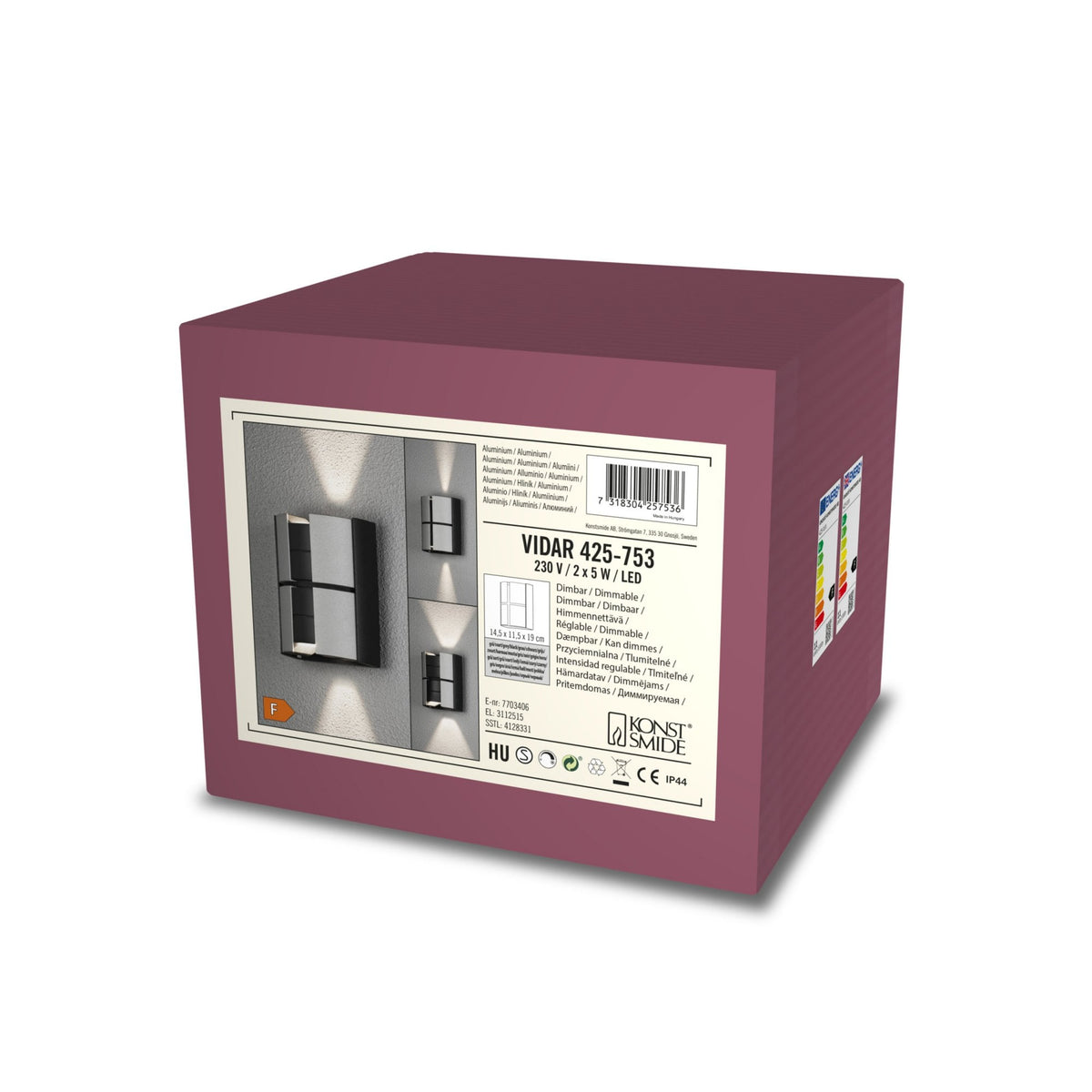 Vidar IP44 Twin Adjustable Beam 10w LED Wall Light in Black and Aluminium