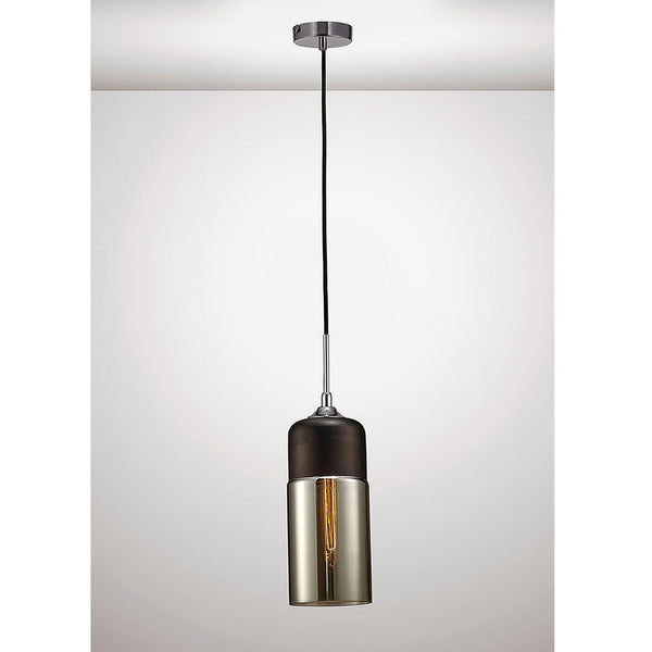 Mia Black Pendant With Smoked Glass Shade