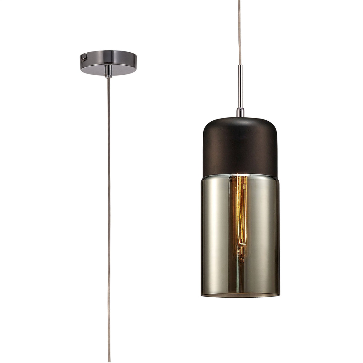 Mia Black Pendant With Smoked Glass Shade